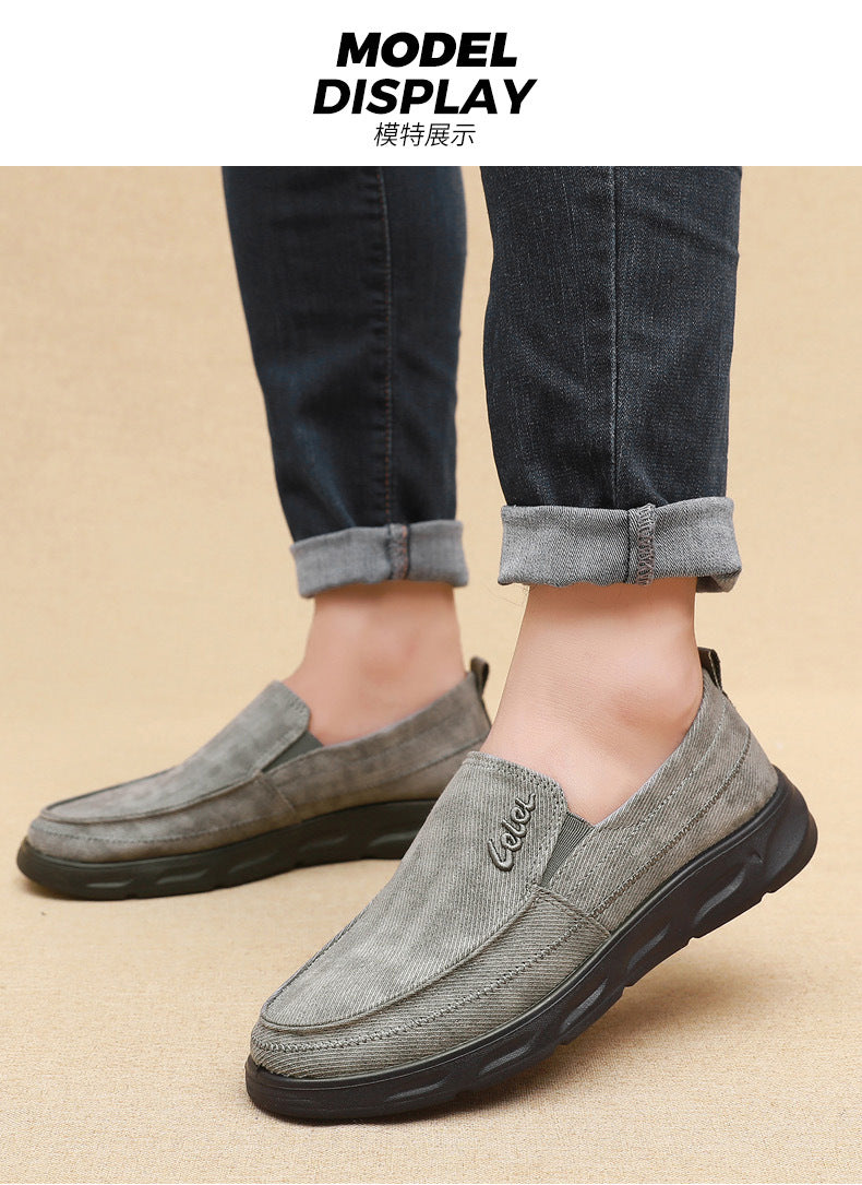 Old Beijing Cloth Shoes for Men, Soft-Soled, Comfortable Dad Shoes, Middle-Aged and Elderly Non-Slip Breathable Casual Walking Shoes for Men