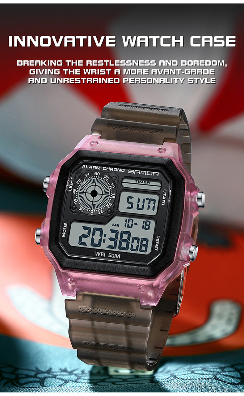 🔥🔥🔥🔥 Luminous Waterproof Alarm Watch Simple Transparent Sports Watch