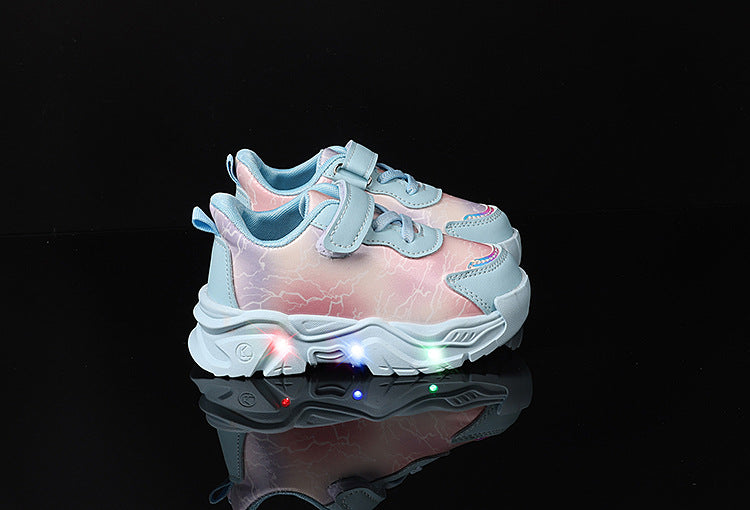 Spring and Autumn New Girls' Sports Shoes Light-Up Cartoon Shoes