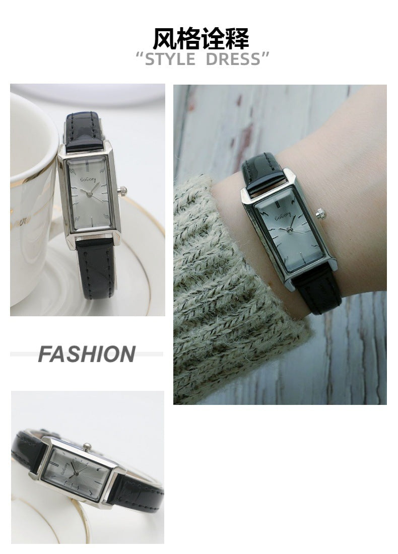 Small Rectangular Thin Strap Simple Women's Leather Strap Watch Trendy Leather Strap Watch Women's Quartz Watch .