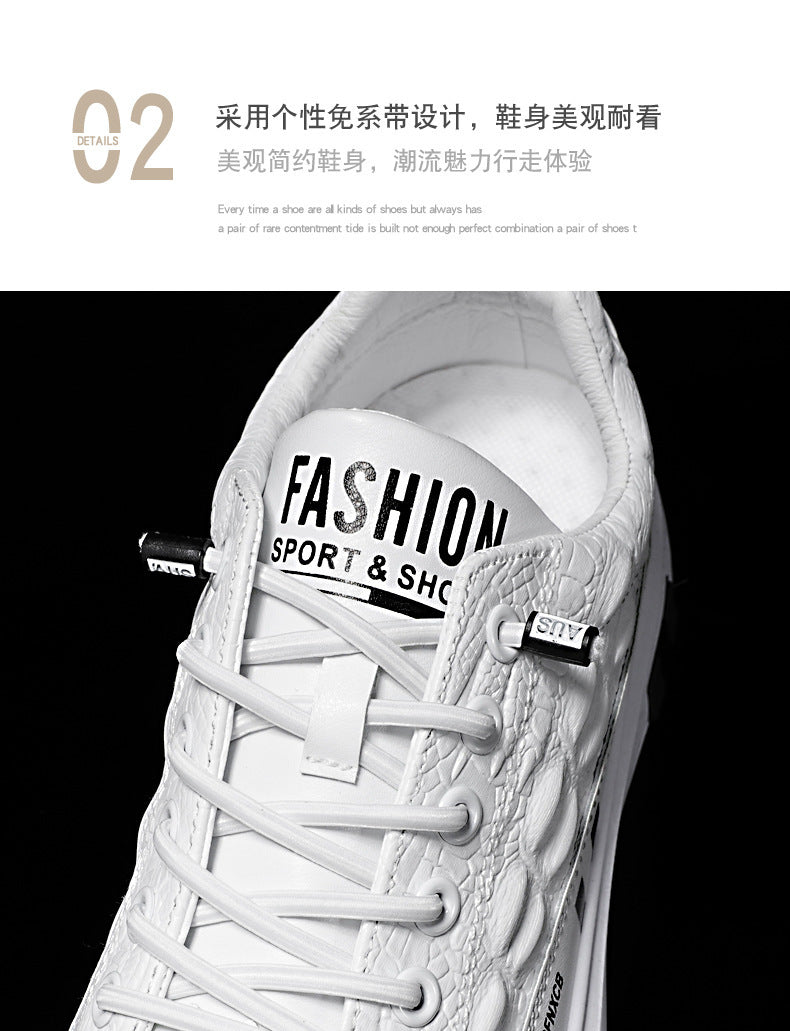 Breathable White Shoes for Men 2024 New Korean Style Trendy Casual Men's Trendy Shoes White Shoes Leather Panel Shoes Spring Live Broadcast