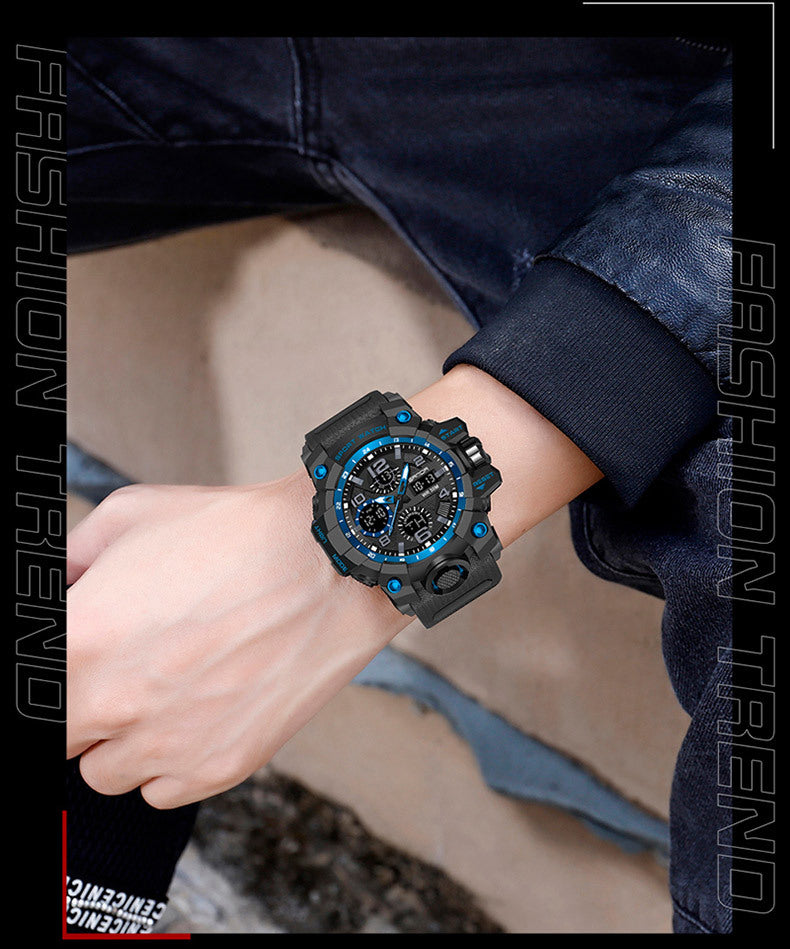 Sanda Hot-Selling Watch Korean Version Student Party Multi-Functional Waterproof Alarm Clock Electronic Watch Cool Dual Display Luminous Sports Watch