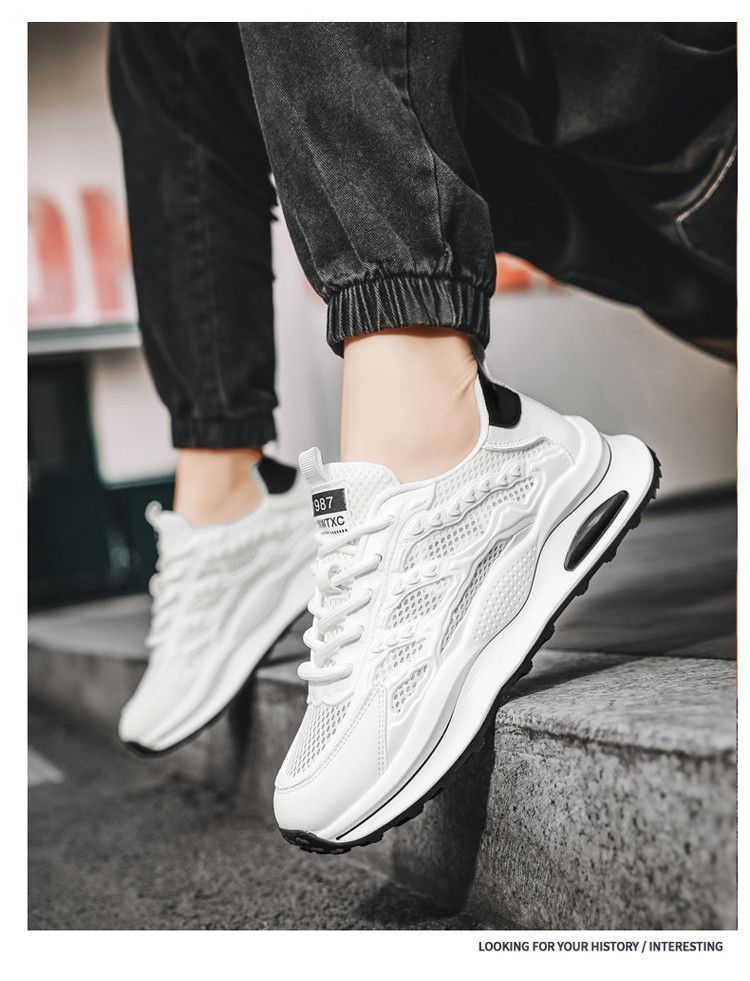 Mesh Men's Shoes Summer 2024 New Soft-Soled Breathable Shoes Versatile White Shoes Men's Casual Sports Shoes Trend