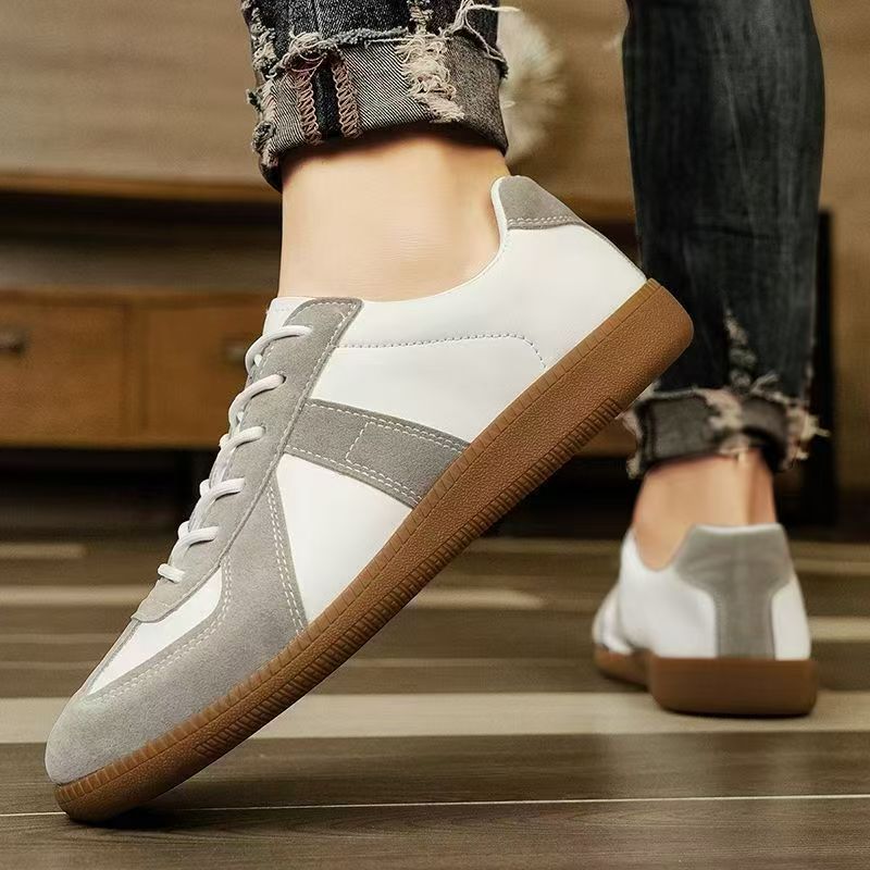 Men's Shoes 2025 Spring New Moral Training Shoes Men's Cloth Breathable Thick-Soled Sneakers Color Matching Lace-Up Casual Shoes