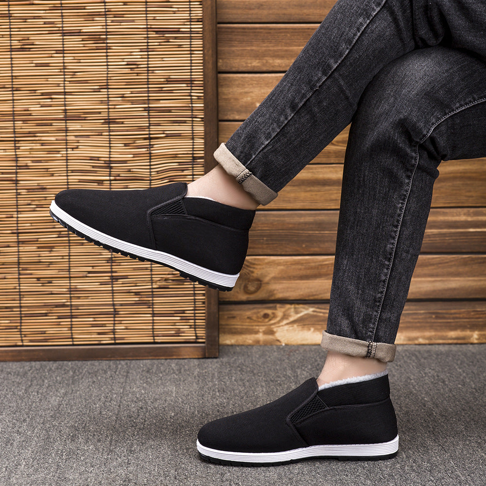 Old Beijing cloth shoes men's non-slip breathable men's wear-resistant soft bottom labor protection fleece-lined cotton shoes casual Sports men's shoes