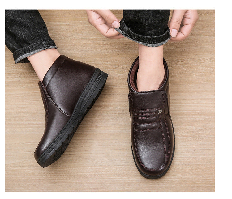 Winter Men's Dad's Cotton Shoes for Middle-Aged and Elderly People, Velvet Warm Casual Cotton Shoes, Non-Slip Footwear, Thickeneded Velvet Cotton Shoes for Men