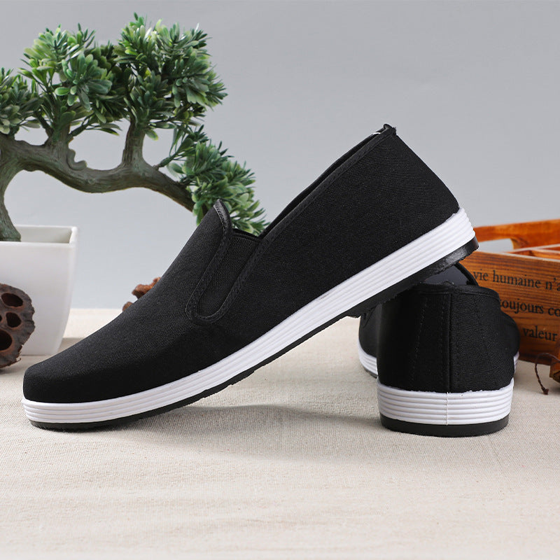 Old Beijing Cloth Shoes Men's Soft Sole Breathable Driving Work Shoes Black Rubber Sole Imitation Thousand Layer Sole Flats Cloth Shoes for Men