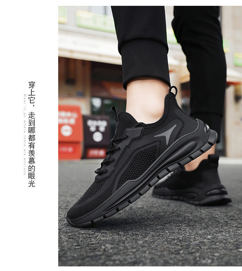 Men's Shoes 2025 New Sports Shoes Korean Style Trbottomy Easiest for Match Breathable Running Casual Shoes Plaid Thick-Soled Dad Shoes