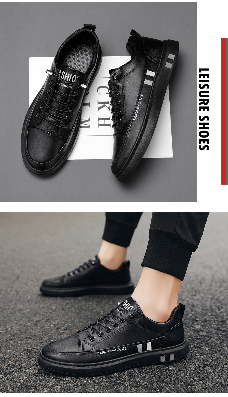 Breathable White Shoes for Men 2024 New Korean Style Trendy Casual Men's Trendy Shoes White Shoes Leather Panel Shoes Spring Live Broadcast