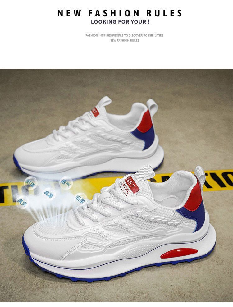 Mesh Men's Shoes Summer 2024 New Soft-Soled Breathable Shoes Versatile White Shoes Men's Casual Sports Shoes Trend