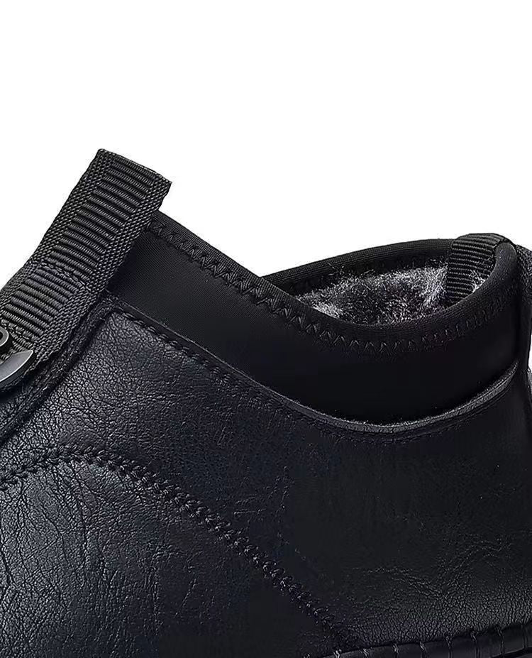 New Men's Single Cotton Casual Leather Shoes fleece-lined Warm High-top Soft Bottom Dad Shoes Simple Fashion Men's Cotton Shoes