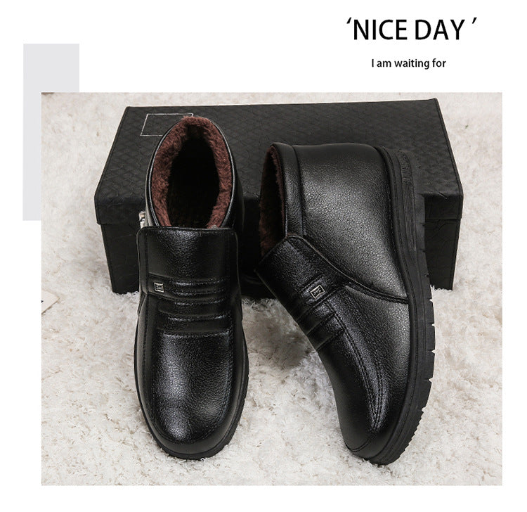 Winter Men's Dad's Cotton Shoes for Middle-Aged and Elderly People, Velvet Warm Casual Cotton Shoes, Non-Slip Footwear, Thickeneded Velvet Cotton Shoes for Men