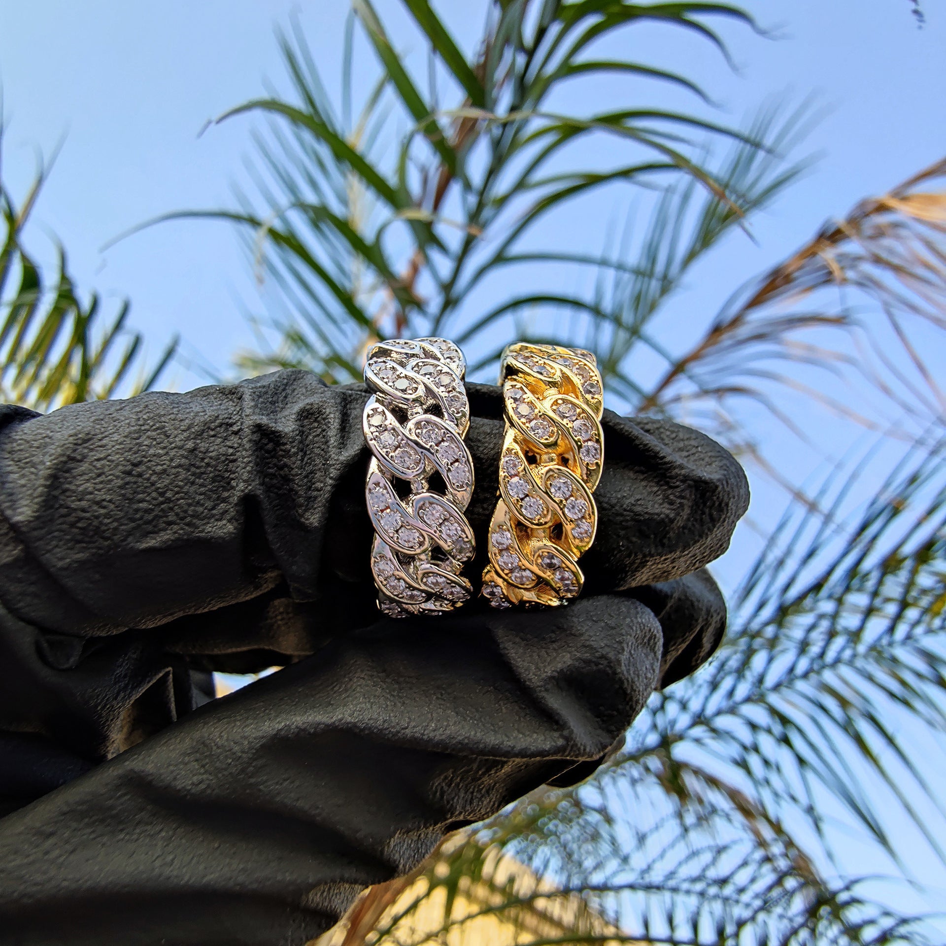 Diamond Watch🔥🔥🔥🔥 Five-Piece Diamond Cuban Chain Cross Necklace Cuban Ring