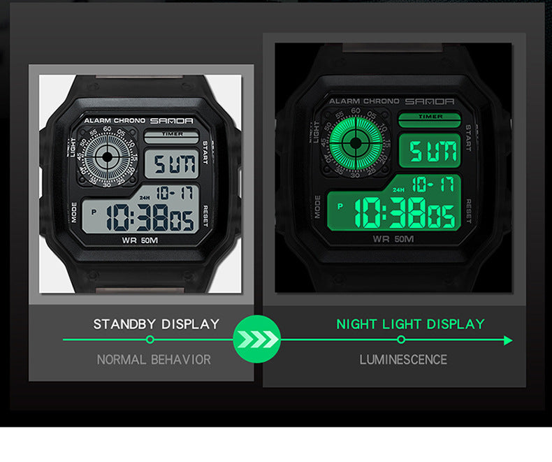 🔥🔥🔥🔥 Luminous Waterproof Alarm Watch Simple Transparent Sports Watch