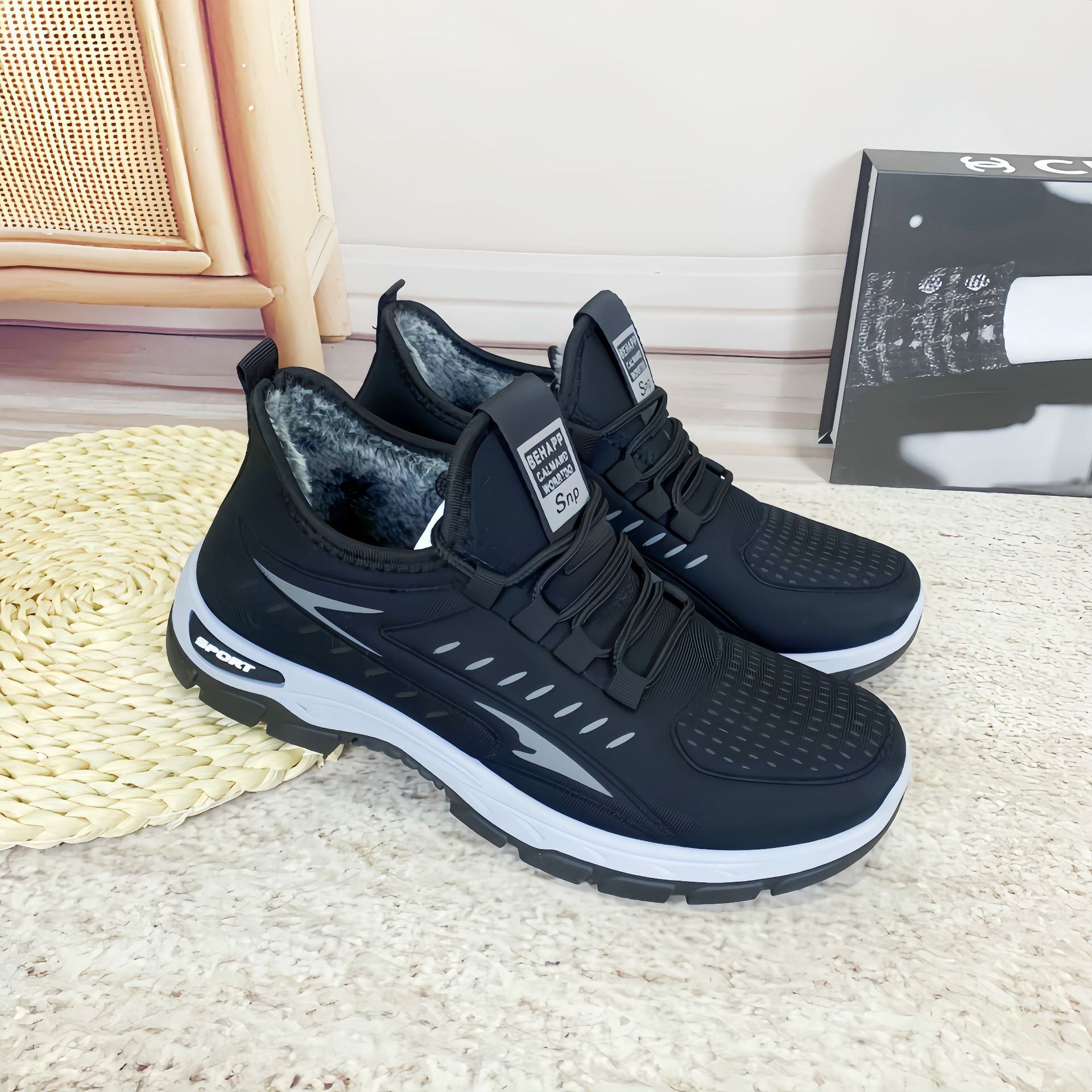 Winter New fleece-lined Men's Cotton Shoes Old Beijing Cloth Shoes Comfortable Middle-aged and Elderly Casual Dad Shoes Men's Thickened Snow Boots