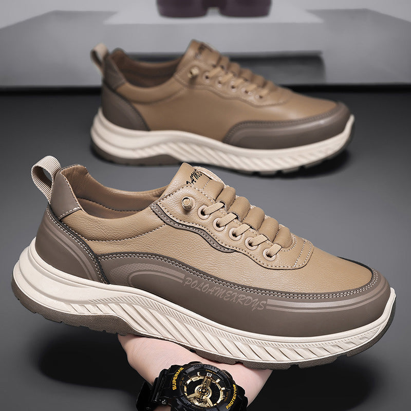 Paul Men's Shoes 2025 New Autumn and Winter Leather Work Men's Casual Shoes Lightweight Running Sports Torre Trendy Shoes