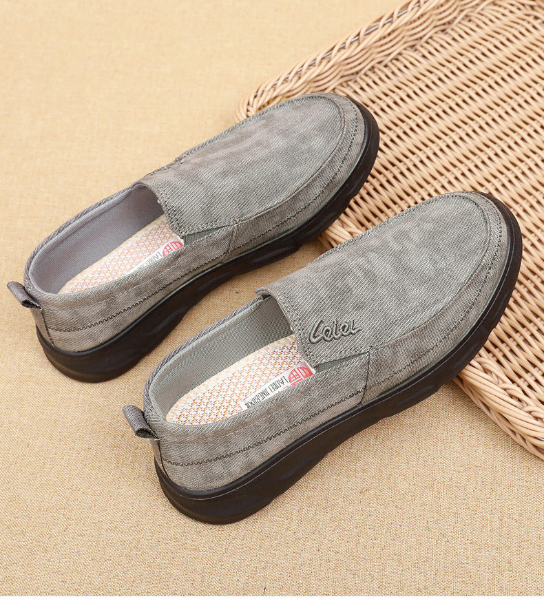 Old Beijing Cloth Shoes for Men, Soft-Soled, Comfortable Dad Shoes, Middle-Aged and Elderly Non-Slip Breathable Casual Walking Shoes for Men
