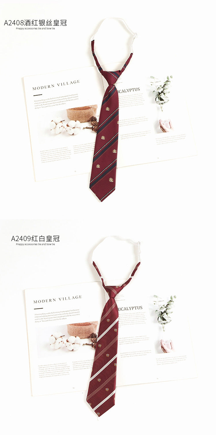 Brown Retro Tie Female Lazy Wine-Free Red Shirt Accessories All-Match Black Stripe