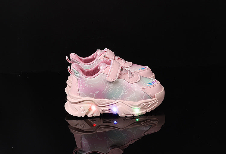 Spring and Autumn New Girls' Sports Shoes Light-Up Cartoon Shoes