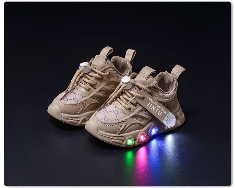 Spring and Autumn New Style Luminous Men's Sports Shoes with Lights, Cloth Women's Casual Shoes, Children's Led Lighted Toddler Shoes in Stock