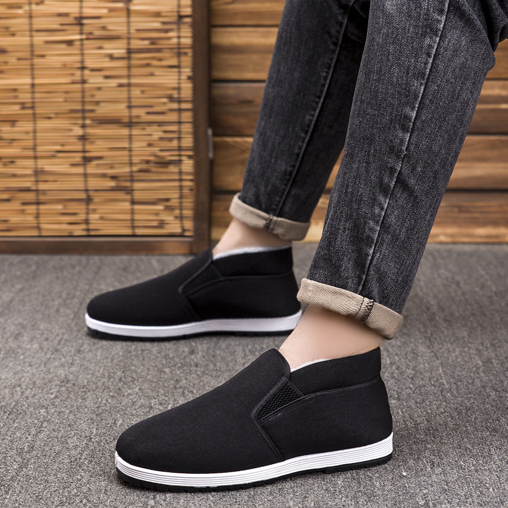 Old Beijing cloth shoes men's non-slip breathable men's wear-resistant soft bottom labor protection fleece-lined cotton shoes casual Sports men's shoes