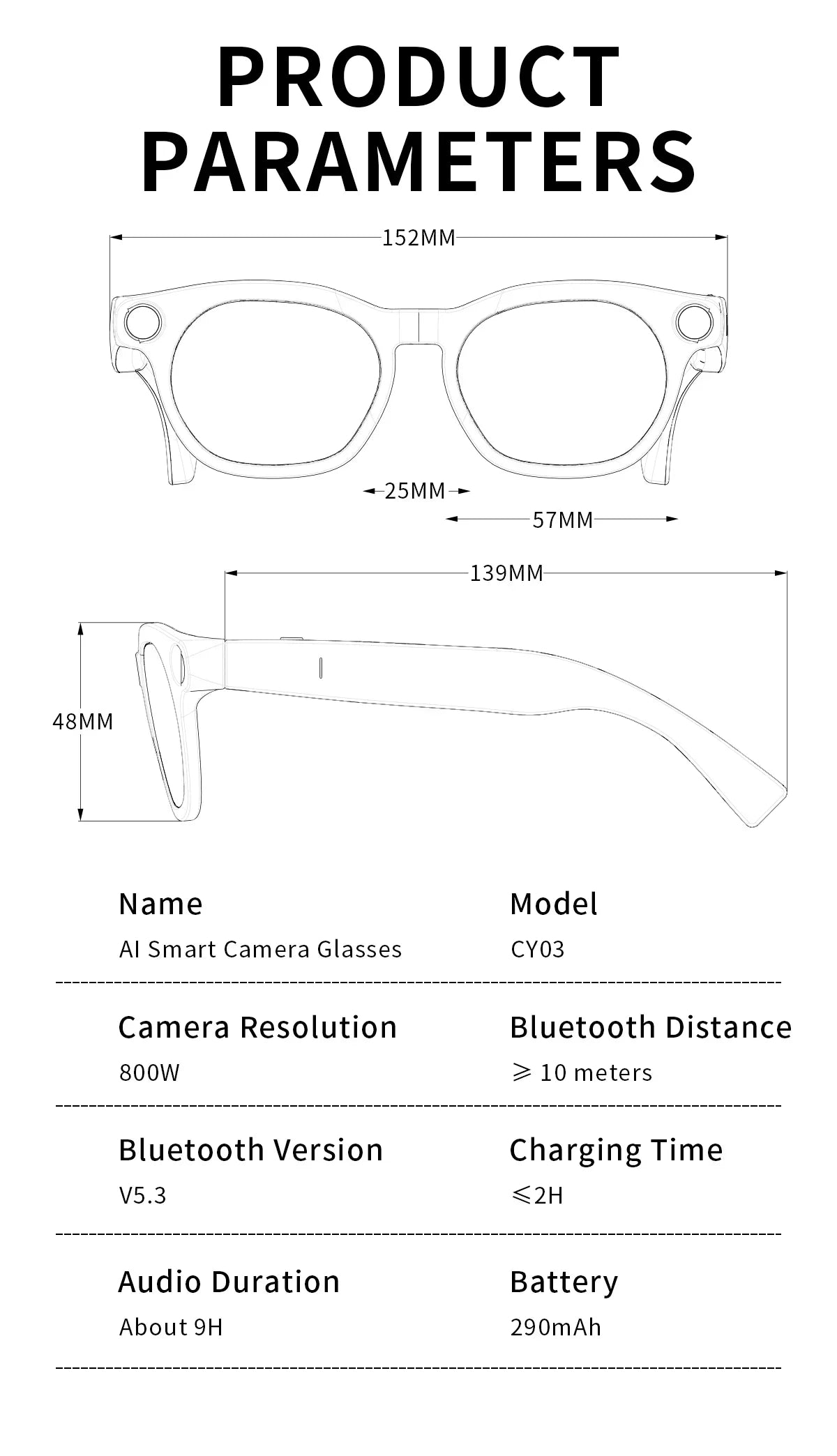 2026 New AI Smart Glasses 800W HD Supports Live Broadcast Shooting and Recording Audio and Video Call Translation Smart Glasses