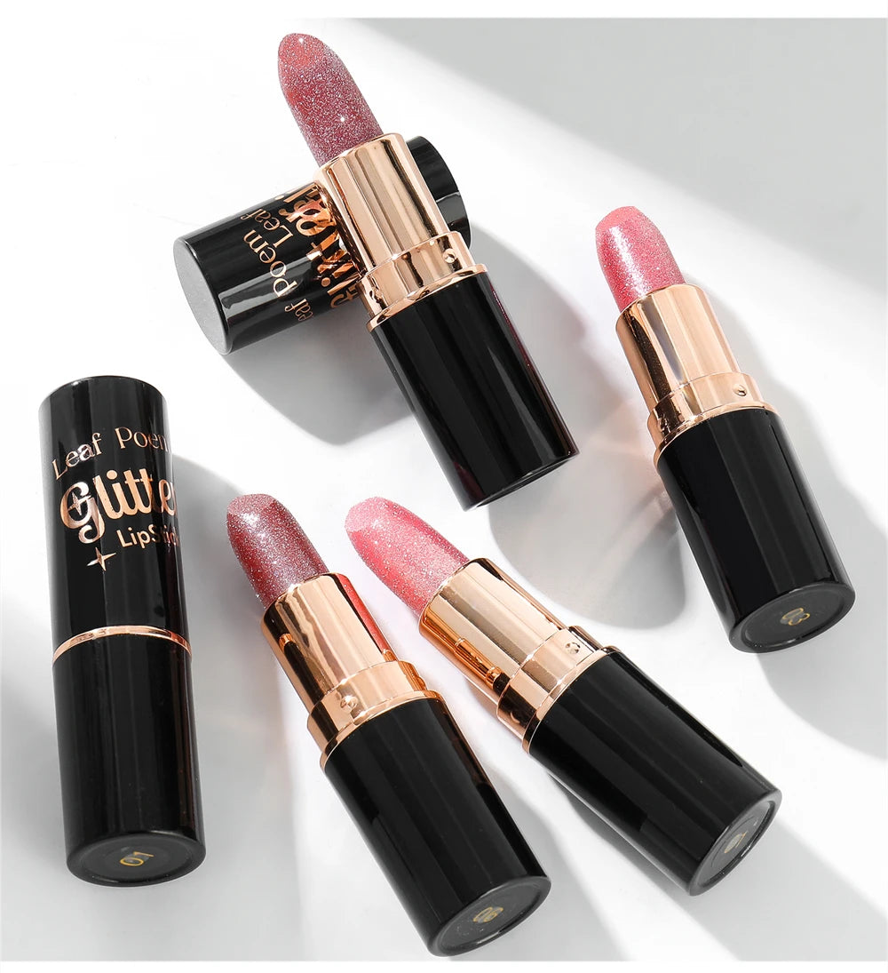 Glitter Metallic Lipstick Waterproof Long Lasting Diamond Pearlescent Lipstick Sexy Lipgloss Moisturizing Lips Makeup
