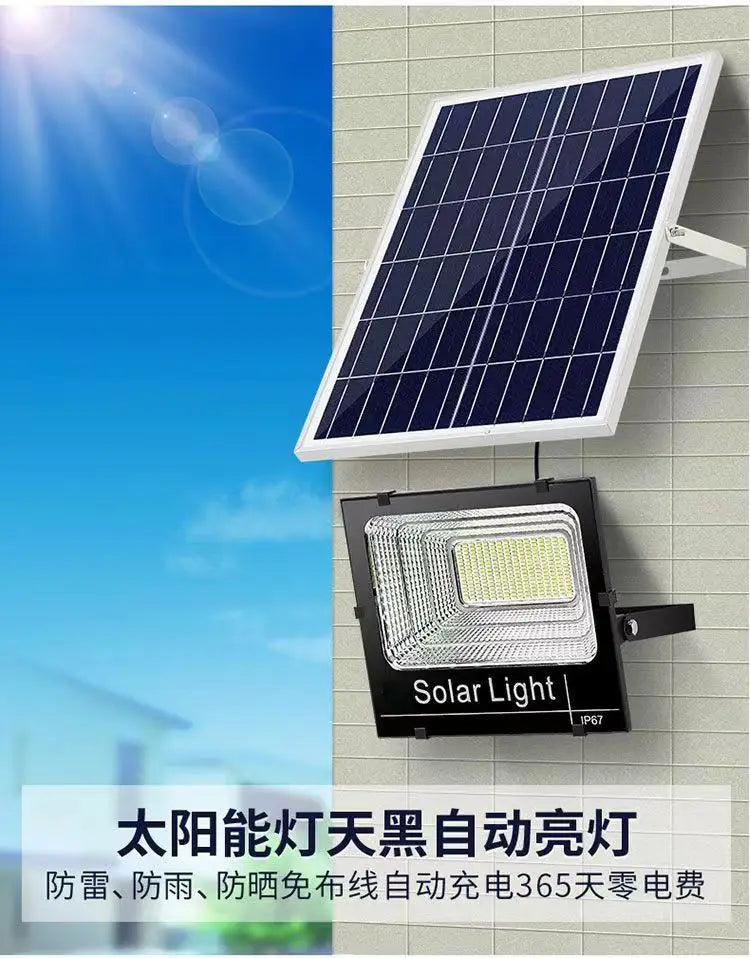 Solar Flood Lights 50-500W Solar Powered Spotlight Outdoor Waterproof IP67 Villa Street Lighting Adjustable Angle Remote Control