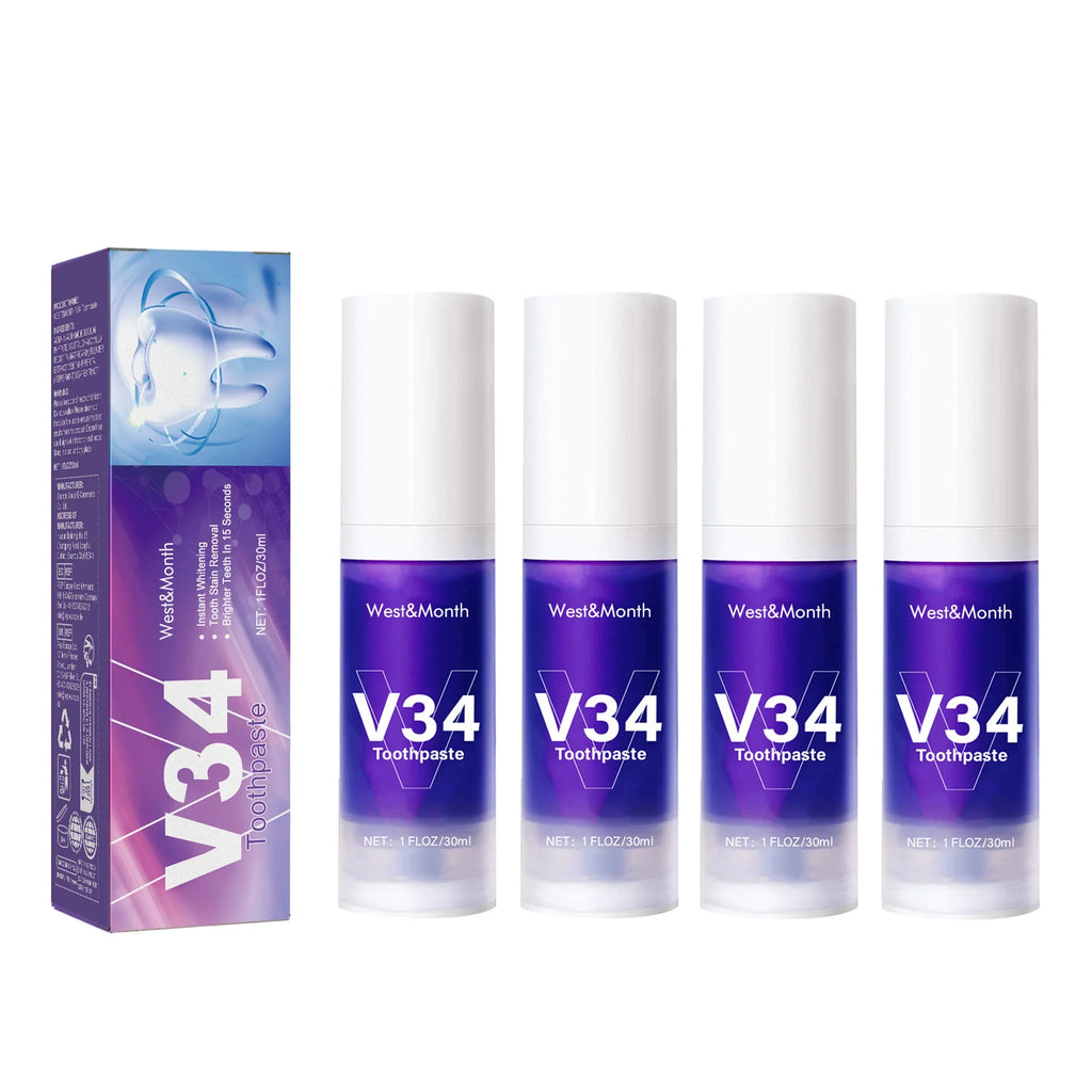 V34 Purple Toothpaste Cleaning Mousse Cleans Teeth, Protects Gums, Freshens Breath Oral Care Pump-Style Toothpaste