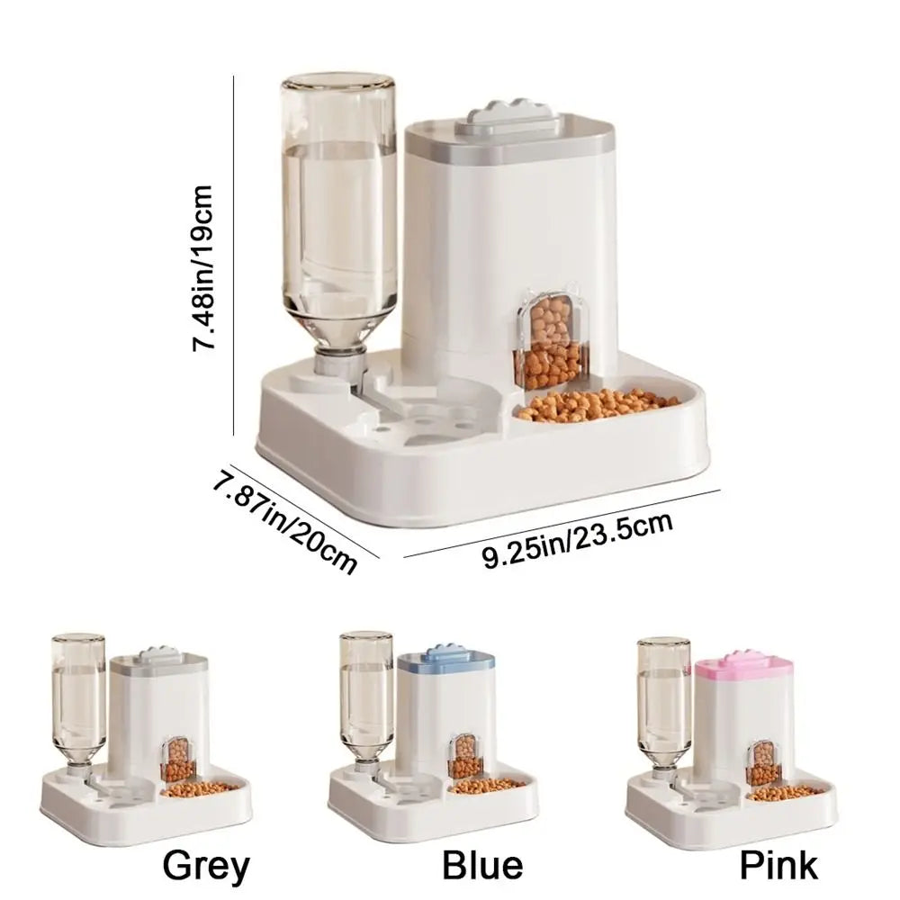 Large Capacity 2 in 1 Cat Food Dispenser Detachable with Water Fountain Automatic Cat Water Feeder Dry Wet Separation