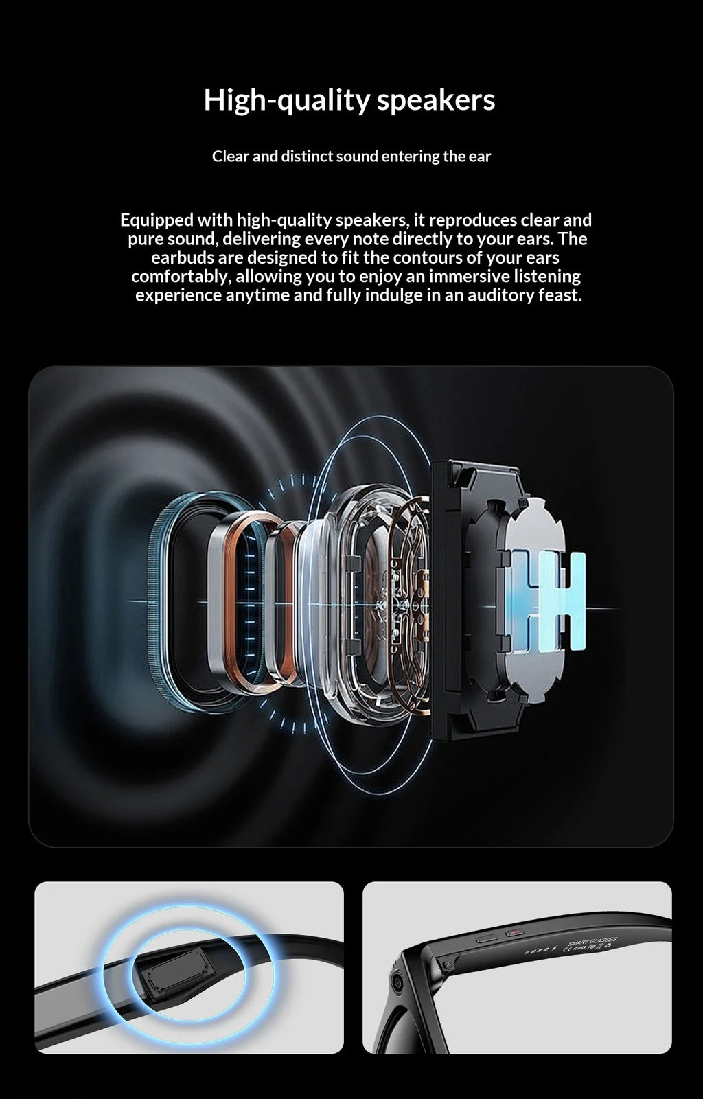 2025 AI Smart Glasses - 8MP Camera for First-Person Vlog, Voice Translation, Music & Calls, IP65 Waterproof, Ultra-Light