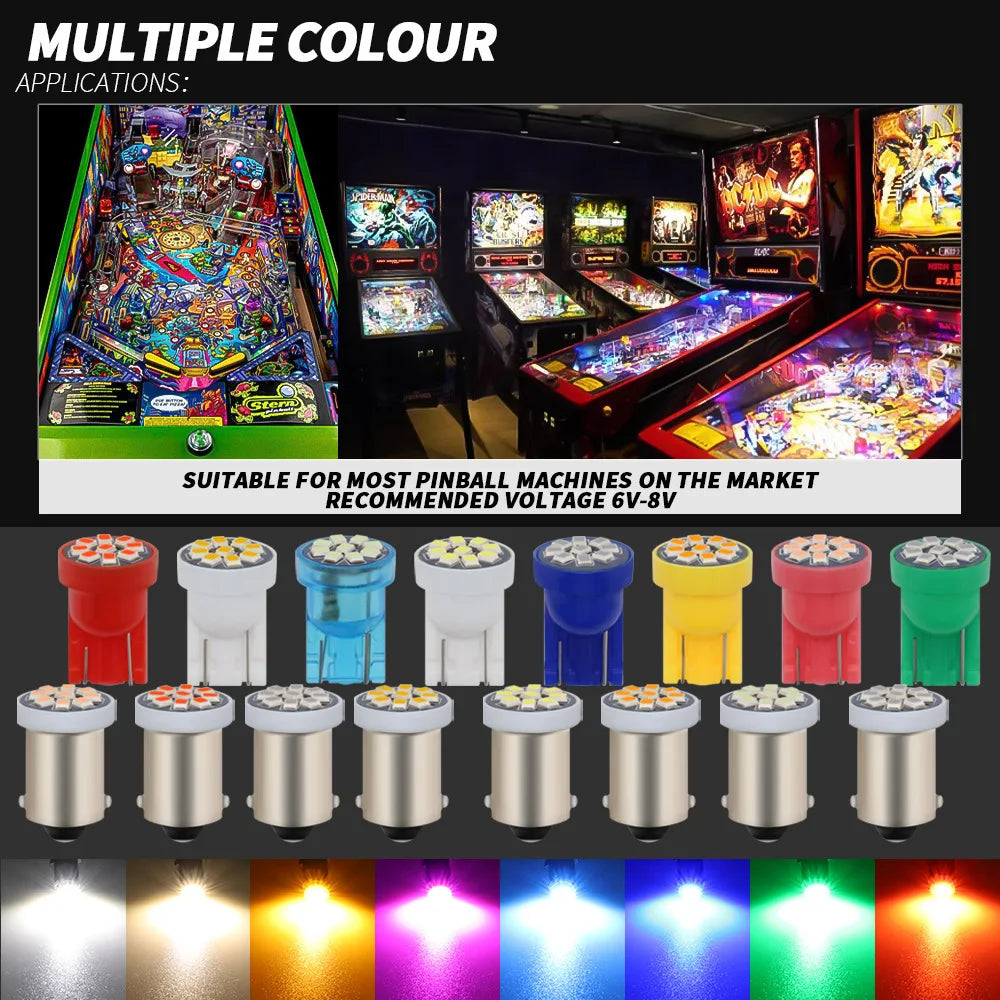 10PCS #555 AC DC 6V 6.3V Pinball Led Bulb 158 192 168 194 T10 Arcade Machine Game Car Light Flashlight White Blue Red Ice Blue