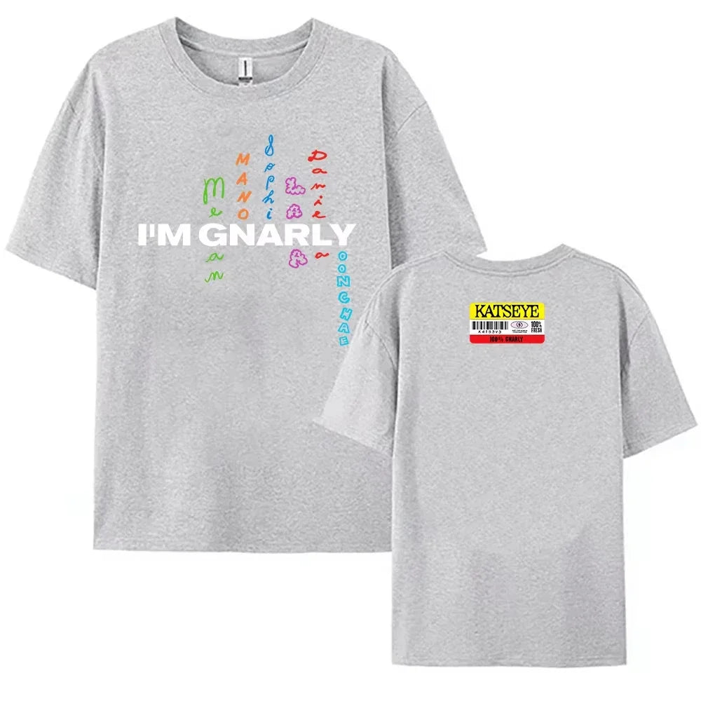 Katseye I'm Gnarly T-shirt Korean Girls Band Printing Tshirt Cotton Short Sleeve