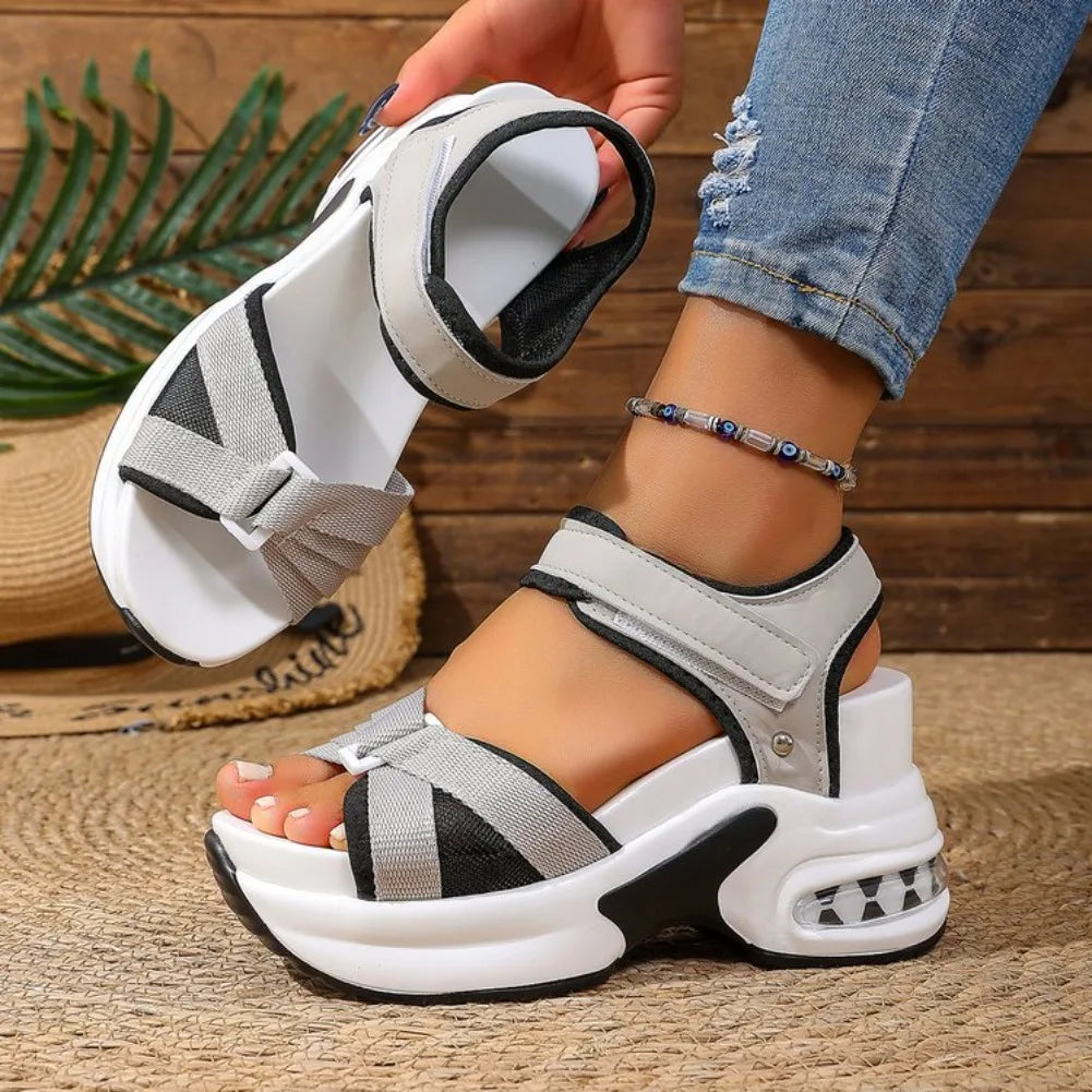 Women's Shoes 2026 Fashion Sandals Summer Women's Thick-soled High-heeled Sandals Open Toe Comfortable Simple Beach Shoes