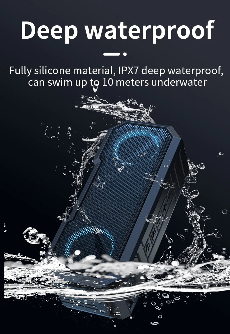 Portable Bluetooth Speaker Wireless TWS Stereo Bass IPX7 Waterproof Loudspeaker FM Radio 12H Playtime