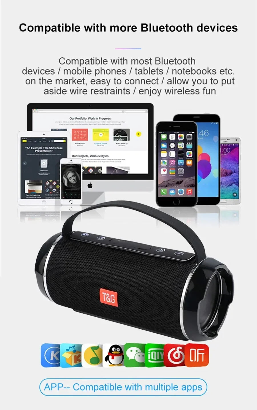 New Bluetooth Speaker TWS Wireless Powerful Box Portable Outdoor Speakers Waterproof Subwoofer 3D Stereo Sound HandsFree Call