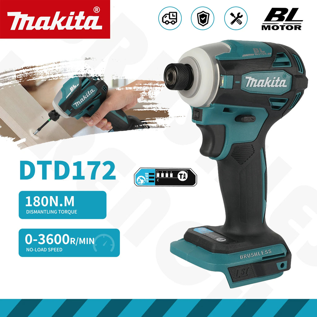 Makita DTD172 Professional Impact Driver 180N·m Max Torque Ideal For Heavy-duty Woodworking And Construction Projects tools