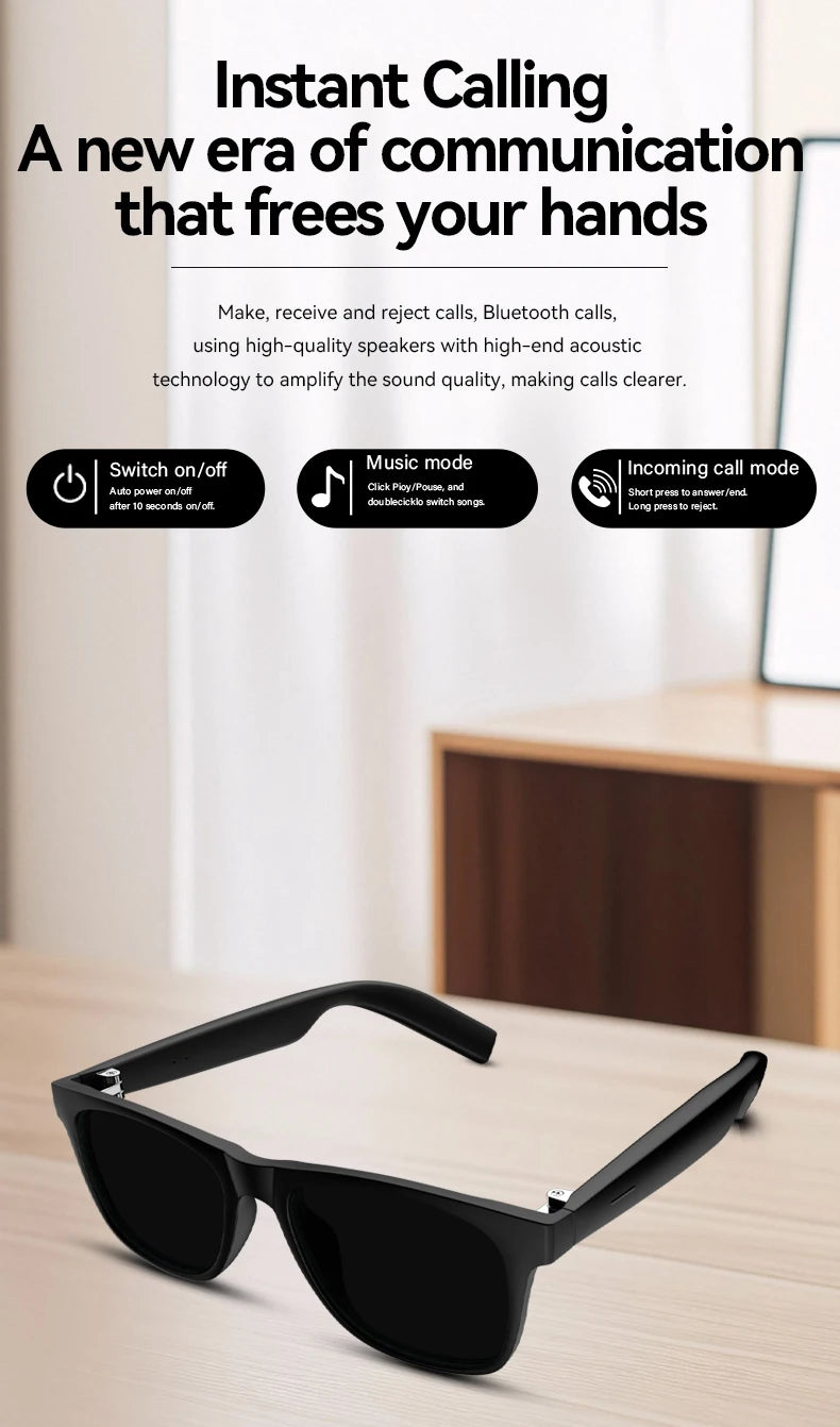 AI Smart Glasses 8K Remote Control Touch Photo Camera Recording Translator Voice Assistant Music Wireless Bluetooth Sunglasses