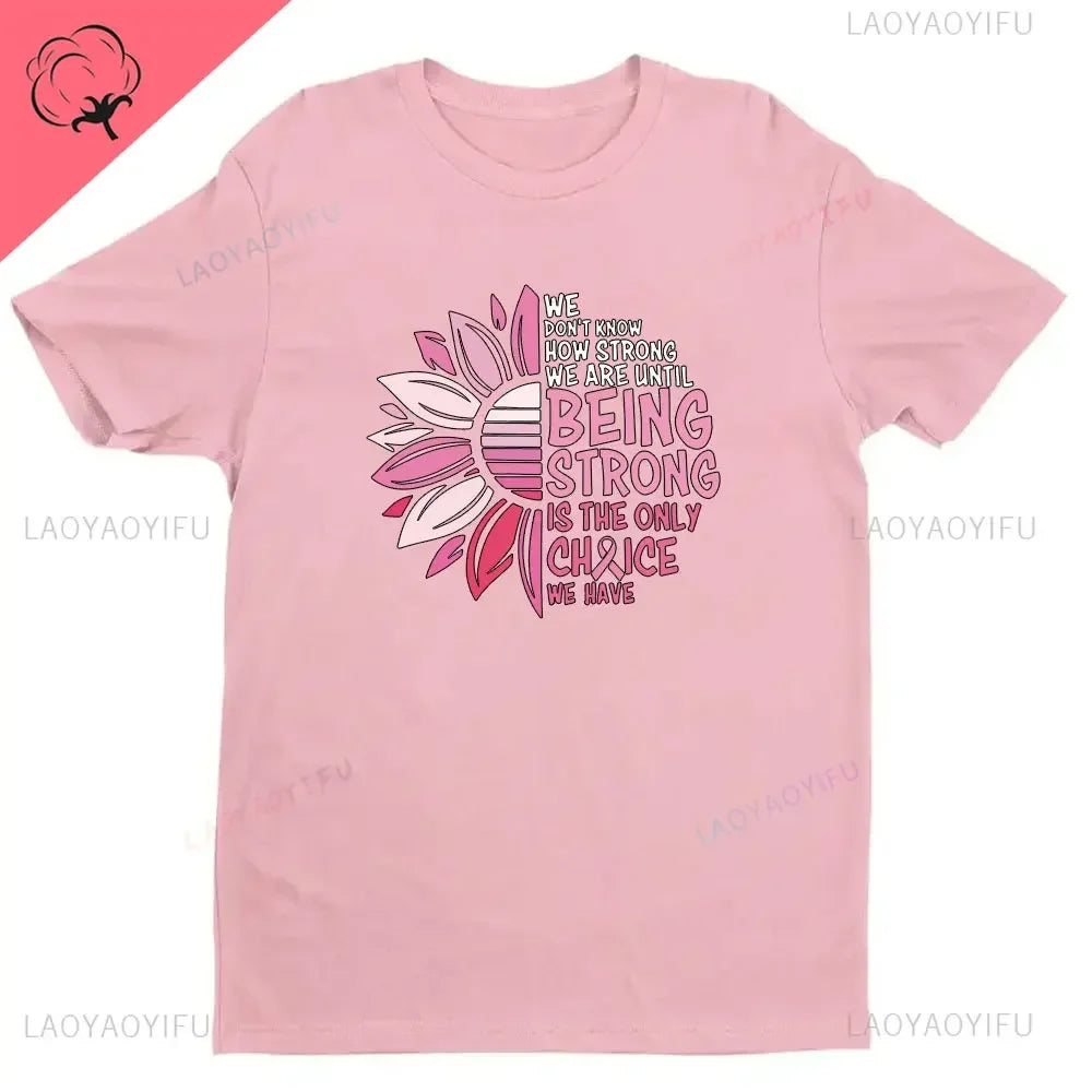 Breast Cancer Awareness We Wear Pink Awareness Ribbon Aesthetic Clothes Pink and White Tops Shirt