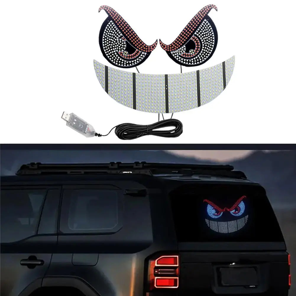 New Car Dynamic Devil's Eye Light LED Rear Windshield Decorative Warning Light With 11 Modes For Auto Modification Accessories