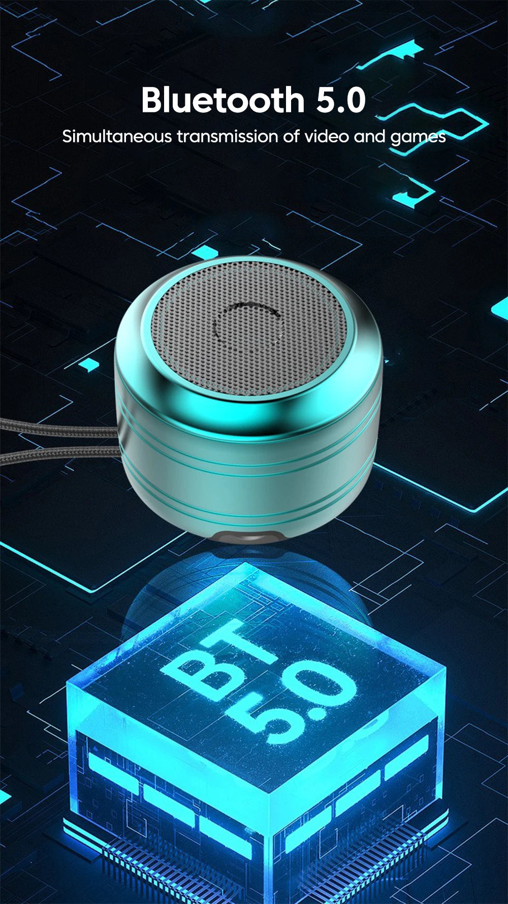 Portable wireless Bluetooth5.0 speaker - compact music audio system suitable for indoor and outdoor use