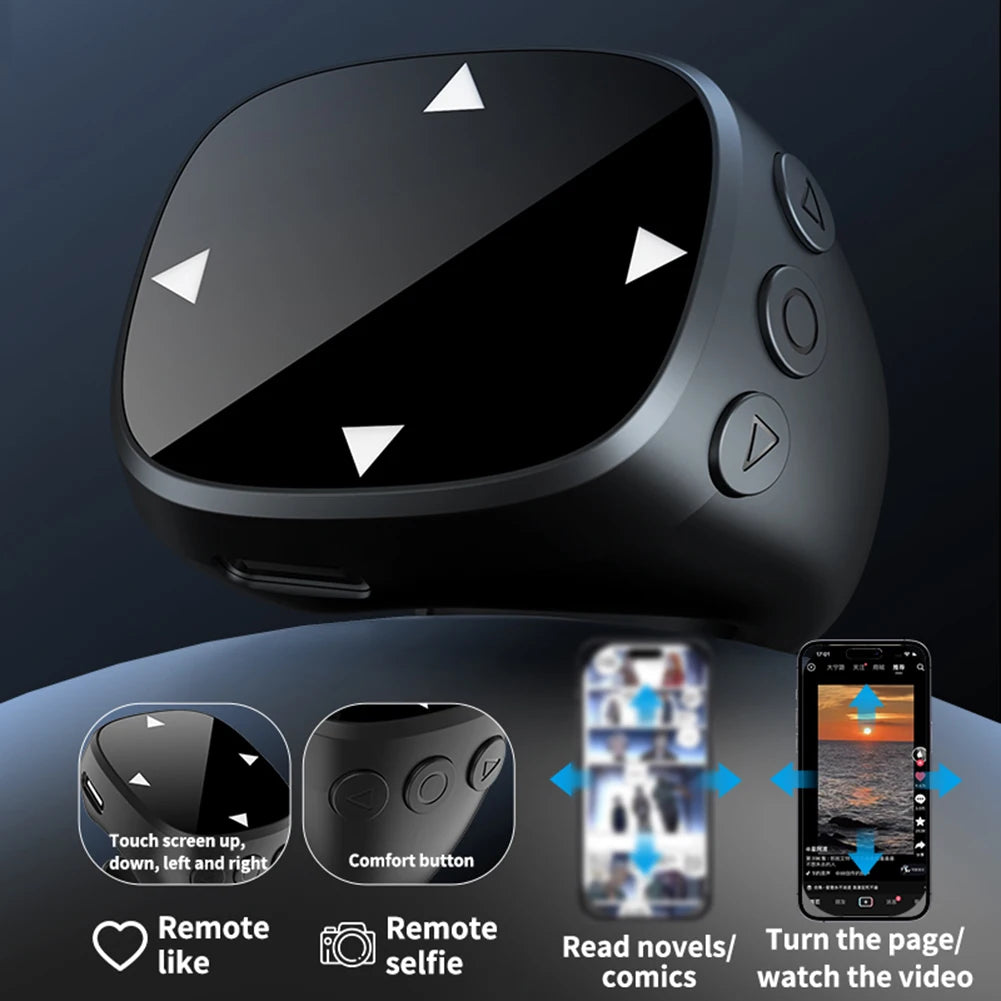 Fingertip Wireless Remote Control for TikTok,Touch Screen Page Turner Video Scrolling Selfie Mice Video for iPad Phone Accessory