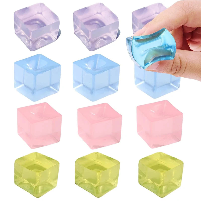 Squishy Fidget Toys Ice Cubes Soft Square Squeeze Sensory Stress Ball Anxiety Relief Party Favors Birthday Gifts Kids Boys Girls