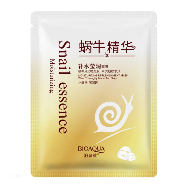 1pcs BIOAQUA Snail Moisturizing Facial Mask Anti Wrinkles Anti-Aging Smoothing Whitening Face Mask Shrinking Pore Skin Care