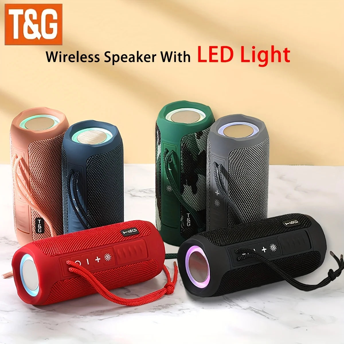 T&G227 Wireless Bluetooth Speakers Portable BT Speaker With Stereo Sound & IPX6 Waterproof Showerproof For Party Beach Camping