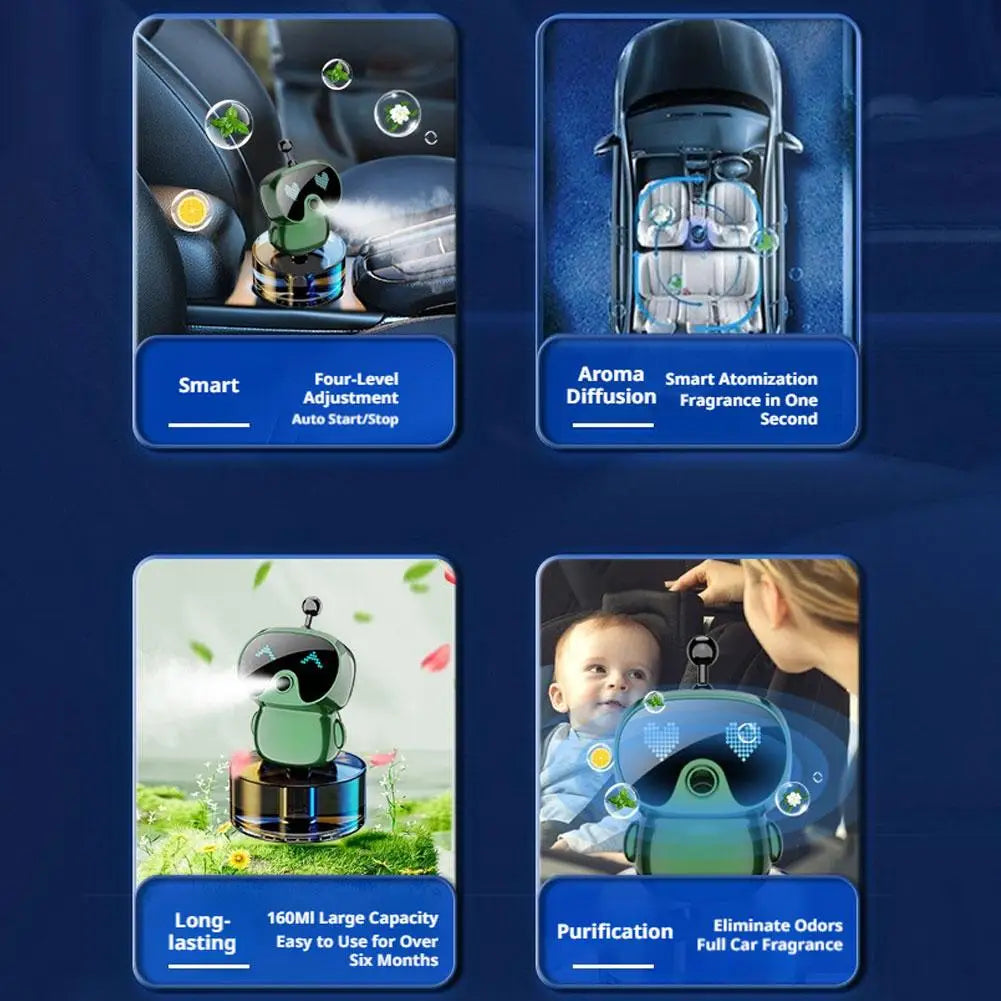 AI Smart Car Air Freshener Rechargeable Adjustable Cute Robot Smart Aromatherapy Diffuser Gift Car Accessories Interior