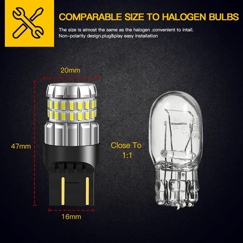 2pcs For JEEP Compass 2011 2012 2013 2014 2015 2016 2017-2019 LED Reverse Light Blub Backup Lamp W21W 7440 T20 Canbus No Error