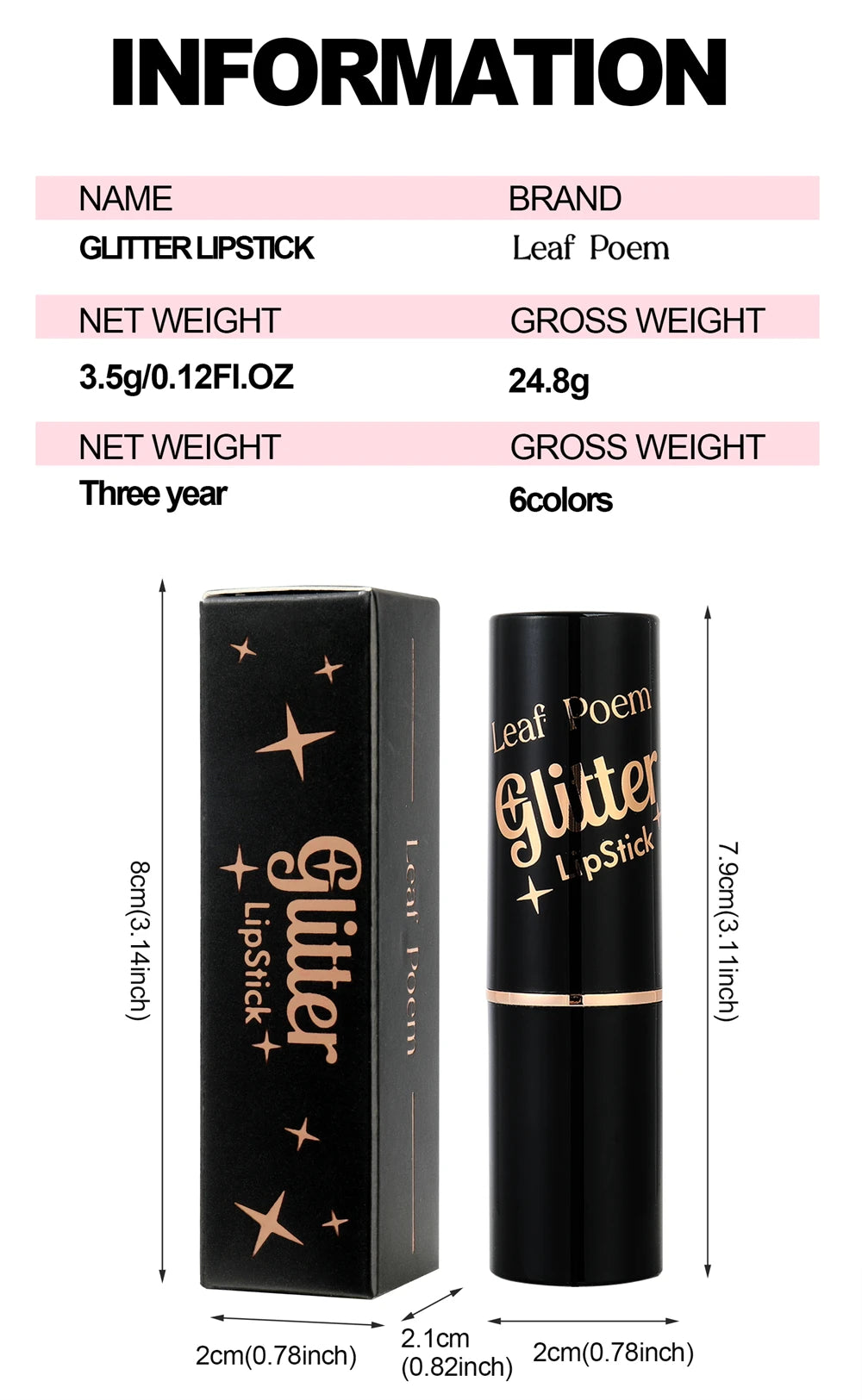 Glitter Metallic Lipstick Waterproof Long Lasting Diamond Pearlescent Lipstick Sexy Lipgloss Moisturizing Lips Makeup