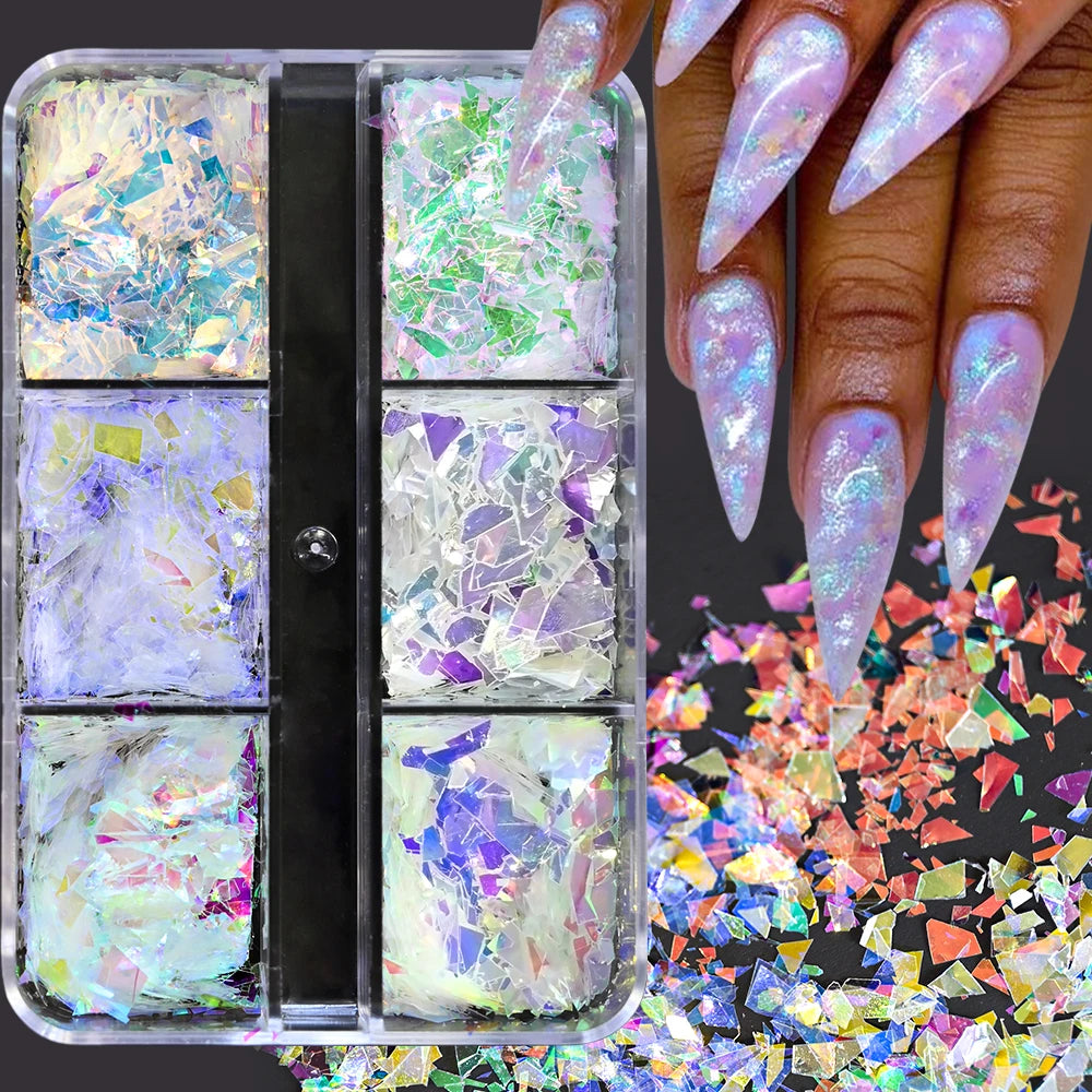Shiny Mermaid Candy Sequin Nail Glitter Flakes Decoration Charms Irregular Paillette Accessories for Nail Art Stylist Supplies