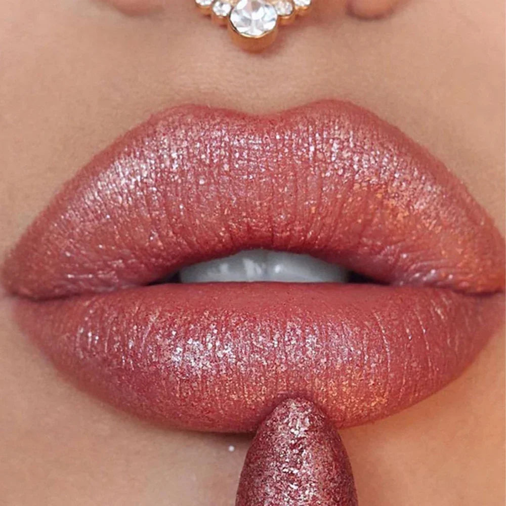 Glitter Metallic Lipstick Waterproof Long Lasting Diamond Pearlescent Lipstick Sexy Lipgloss Moisturizing Lips Makeup